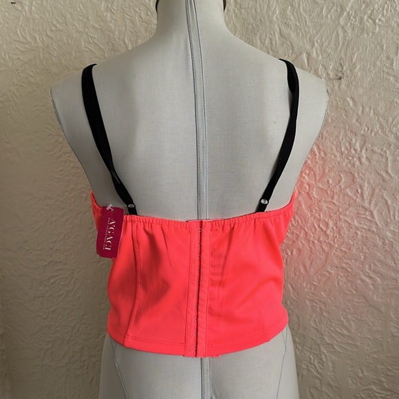 A’Gaci Neon Black Harness Strap Crop Tank Top NWT Large - Picture 3 of 5